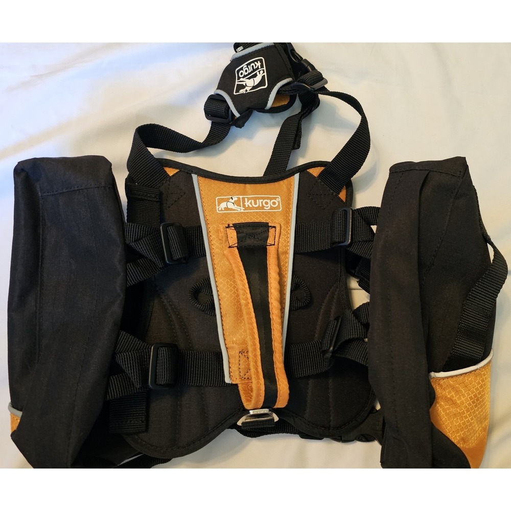Kurgo Baxter Dog Backpack Blk/Orange Zip Saddle Bags Hiking Running Walking